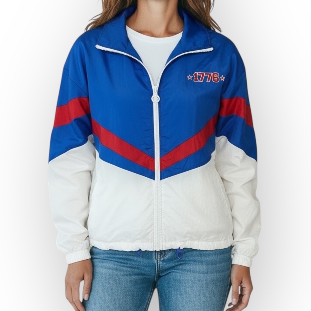 33 Revolutions Jacket Women’s Small 1776 Patriotic Windbreaker Red White Blue